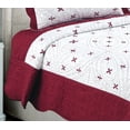 thumbnail image 3 of Marina Decoration Embroidered Stitching Coverlet Bedspread Ultra Soft Solid Bedding Summer Quilt Set with Quilted Sham, Red Floral Pattern, 3 of 5