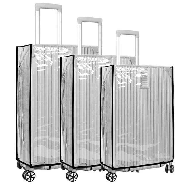 Housse de Valise en PVC 3 Pcs, Imperméable, Transparente, Housse de Valise Réutilisable, Protecteur de Valise de Voyage Transparent, Housse Antipoussière pour Valise à Roulettes, Convient à la Plupart des Valises 20/24/28 Pouces