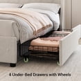 thumbnail image 2 of Yiwa Bed Frame, Linen Upholstered Bed Frame with 4 Storage Drawers, Charging Station, Metal Platform Bed Frame with Button Tufted Wingback Headboard, Wooden Slats Support, Beige, 2 of 4