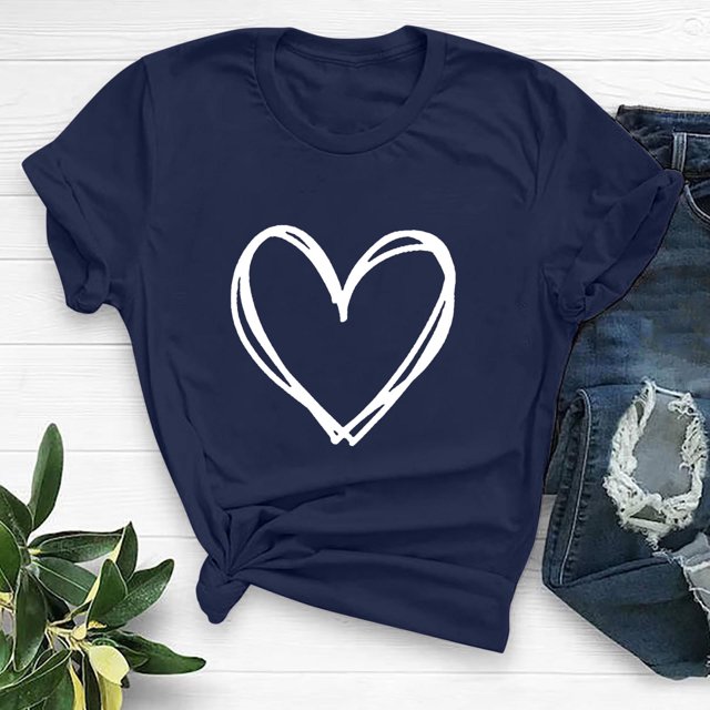 EGNMCR T-Shirts pour Femmes T-shirt à Col Rond Imprimé à Manches Courtes pour Femmes, Mode Décontractée, Coupe Ample, Hauts