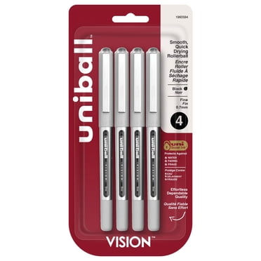 Stylos roller Uniball™ Vision, pointe fine (0,7 mm), noir, lot de 4
