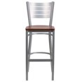 thumbnail image 2 of HERCULES Series Silver Slat Back Metal Restaurant Barstool - Cherry Wood Seat, 2 of 5