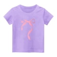 thumbnail image 1 of T-Shirt Confortable à Manches Courtes Décontracté pour Fille HVOBBTY, Haut à Manches Courtes à Col Rond Imprimé de Lettres Décontracté pour Filles Violet, 9 Ans, 1 of 3