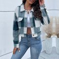 thumbnail image 2 of Yuyuzo Womens Cropped Plaid Shacket Button down Short Flannel Shirt Jacket Coat Outwear with Pockets, 2 of 6