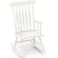 thumbnail image 1 of Gymax Chaise Berçante en Bois Fauteuil Berçant Simple Intérieur Jardin Patio Cour Blanc, 1 of 7