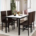 thumbnail image 1 of Recaceik Dining Room Table Set Modern Dining Table Set for 4 Kitchen Table and Chairs Faux Marble Dinner Table & 4 PU Leather Upholstered Chairs Dinning Table Sets for 4 Kitchen & Dining Room Sets, 1 of 5