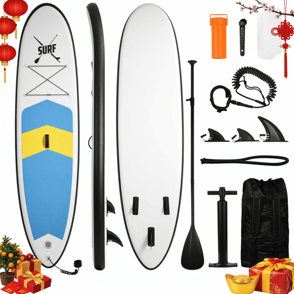 Naipo Inflatable Paddle Board Stand Up Paddle Board SUP Board with 120"x30"x6" for Youth & Adults Summer