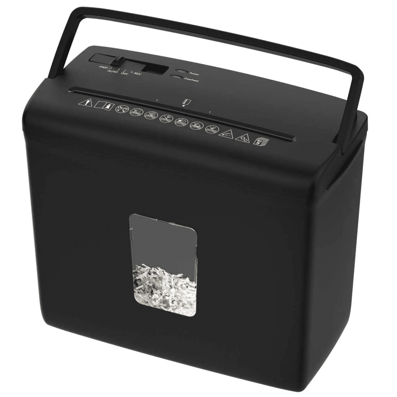 Moustache 5-Sheet Desktop Cross Cut Paper Shredder, Portable Auto Paper, CD and Credit Card Shredder with 2.38-Gallon Basket