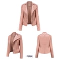 thumbnail image 2 of WEIYLL Womens Fleece Jacket Leather Motorcycle Short Lightweight Pleather Crop Pink Winter Coats Size 2XL, 2 of 9