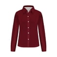 thumbnail image 5 of Besolor Button Down Shirts for Women Solid Color Long Sleeve Colared Tops Loose Office Blouses for Casual Work, 5 of 5