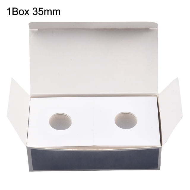 LEFU Coin Collection Storage Box Set - 12 Sizes Cardboard Holders Optional for Stamps & Coins, White Square Protective Cases, 50 Sheets per Box, Ideal for Collectors