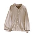 thumbnail image 1 of MeetoTime Haut de Pyjama pour Femme Automne Hiver à Rayures Col en V à Boutons Manches Longues Chandail de Base Vêtements de Maison, 1 of 4