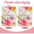 thumbnail image 4 of With God All Things Are Possible Spring Summer Floral Garden Flag 28x40 Inch, Double Sided Welcome Garden Flag, Peony flowers Butterfly Outdoor Outside Patio Farmhouse Lawn Yard Decoration, 4 of 6