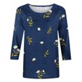 thumbnail image 4 of Pompotops T-shirt Ample Imprimé pour Femme Blouse à Manches 3/4 Col Rond Hauts Décontractés Liquidation, 4 of 5