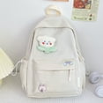 thumbnail image 3 of AMERTEER Sac à Dos Mode Simple Sac d'École Sac à Livres Multi-Poches Mignon pour Fille (Blanc), 3 of 9