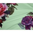 thumbnail image 4 of oneOone Tissu Polyester Lycra Feuilles et Roses Imprimés Aquarelle au Mètre 56 Pouces de Large, 4 of 4