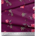 thumbnail image 3 of Soimoi Moss Tissu Georgette Feuilles et Fleurs Roses Tissu Imprimé 1 Yard 42 Pouces de Large, 3 of 3