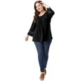 thumbnail image 3 of GRACE & GRANDEUR Hauts Décontractés Unis à Manches Raglan pour Femmes Grande Taille Noir 3X, 3 of 6