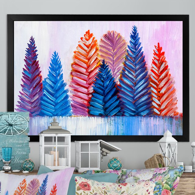 Designart Arbres de Noël Abstraits Traditionnels Art Mural Encadré