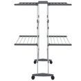 thumbnail image 2 of vidaXL 2-Tier Laundry Drying Rack with Wheels Silver 60x70x106 cm, 2 of 5