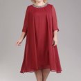 thumbnail image 2 of B91xZ Femmes Décontracté Manches Courtes Robe d'Invité de Mariage Élégante Robe de Midi à Manches Courtes Robe Longue Fluide, Rouge XXXL, 2 of 5