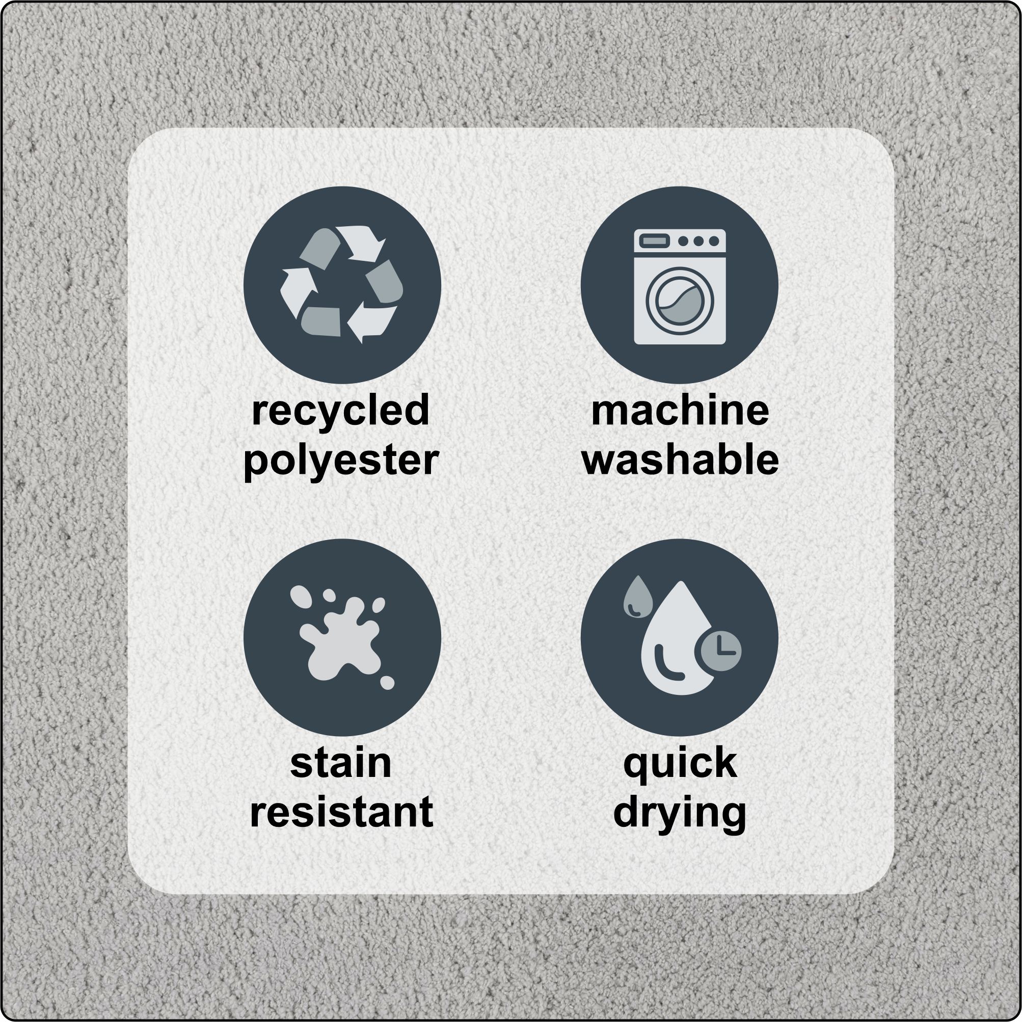 Tapis de bain en polyester gris clair uni 3K Hometrends