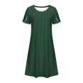 thumbnail image 4 of Gspmoly Robes pour Femmes Grande Taille, Nouvelle Robe d'Été Décontractée pour Femmes à Col Rond, Couleur Unie, Ample, Plissée à la Poitrine, à Manches Courtes, Robe de Vacances pour Femmes Offres, 4 of 5