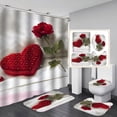 thumbnail image 2 of [Liquidation de Marque!] Rideau de Douche Impression Numérique 3D Saint-Valentin Ensemble de 4 Pcs pour Décoration de Maison Hôtel Fête, 2 of 6