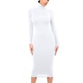 thumbnail image 3 of Gspmoly Robes d'Été pour Femmes 2025, Mode Femme Robe Longue Ajustée à Col Montant à Manches Longues Robe de Couleur Unie Robes de Cocktail Économies d'Été, 3 of 7