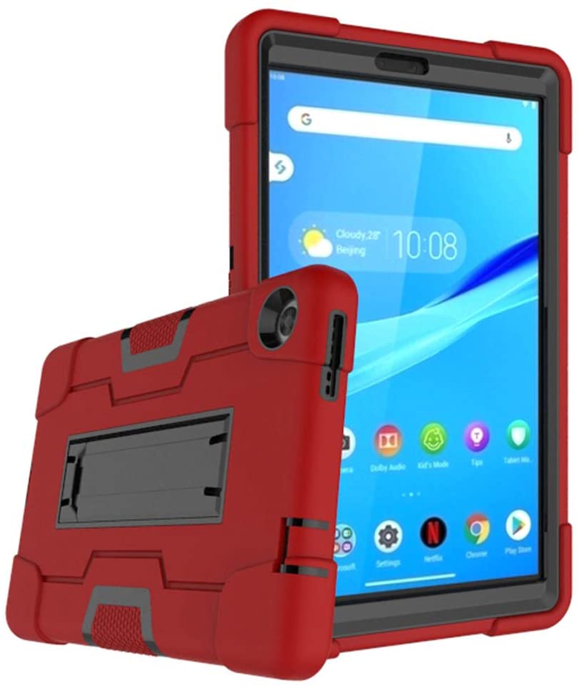 Mignova for Lenovo Tab M8 8.0 Inch Case,Hybrid Three Layer Full-Body Shockproof Armor Defender Full-Body Rugged Protective Case Cover with Stand for Lenovo Tab M8/M8 Smart Tab 8.0 Tablet (Red/Black)