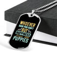 thumbnail image 3 of Little Puppies Happiness Necklace Stainless Steel or 18k Gold Dog Tag 24" Chain, 3 of 8