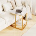 thumbnail image 2 of Gymax 2 Pcs Table d'Appoint en C Compacte à 2 Niveaux Table de Bout de Rangement pour Petit Espace Blanc, 2 of 10