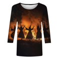 thumbnail image 4 of WZXFASHION 2025 T-Shirts d'Halloween pour Femmes Manches 3/4 T-Shirts Graphiques de Sorcière Hauts de Festival Chandails à Col Rond Chandails Amusants Économies du Printemps Liquidation T-shirt à Manches Longues pour Femmes, 4 of 5