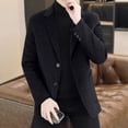 thumbnail image 4 of Lovzfmll Men's Wool Blazer Solid Color Notched Lapel with Pockets Black, 3XL, 4 of 6