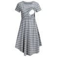 thumbnail image 1 of 2025 Nouvelle Robe de Maternité Décontractée à Rayures pour Femmes, Robe de Maternité Portefeuille à Manches Courtes, Robe d'Allaitement, Robe d'Invitée de Mariage, Grande Taille, Rayée, Multifonctionnelle, Rayée, 1 of 8