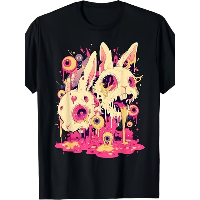 T Shirt Horror Bunny Goth Heavy Retro Pattern Top