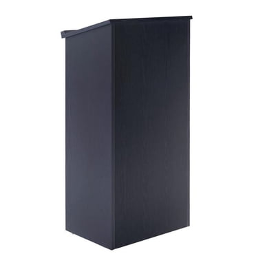Adir Podium Wood Stand- Standing Desk for Speakers with Storage Shelf Used as for Pulpits for Churches, Wooden Standing Shelf for Classrooms, Offices, Restaurants - Black