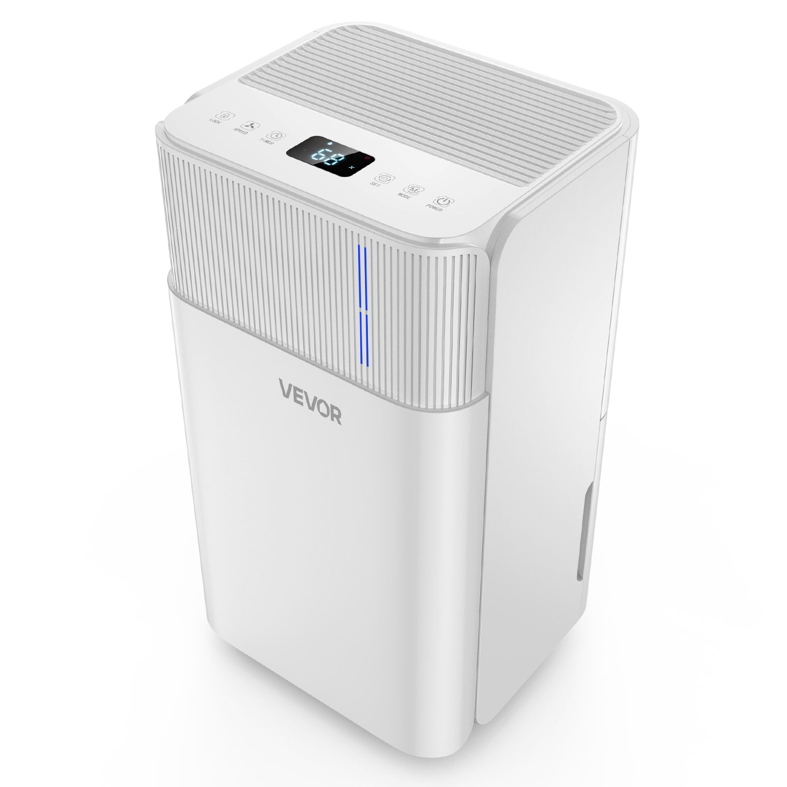 VEVOR déshumidificateur 30 pintes pour maison et sous-sol, tuyau de drainage pour usage commercial et industriel, contrôle intelligent de l'humidité, faible bruit pour grandes pièces, entrepôts, chambres et stockage, grande couverture, blanc