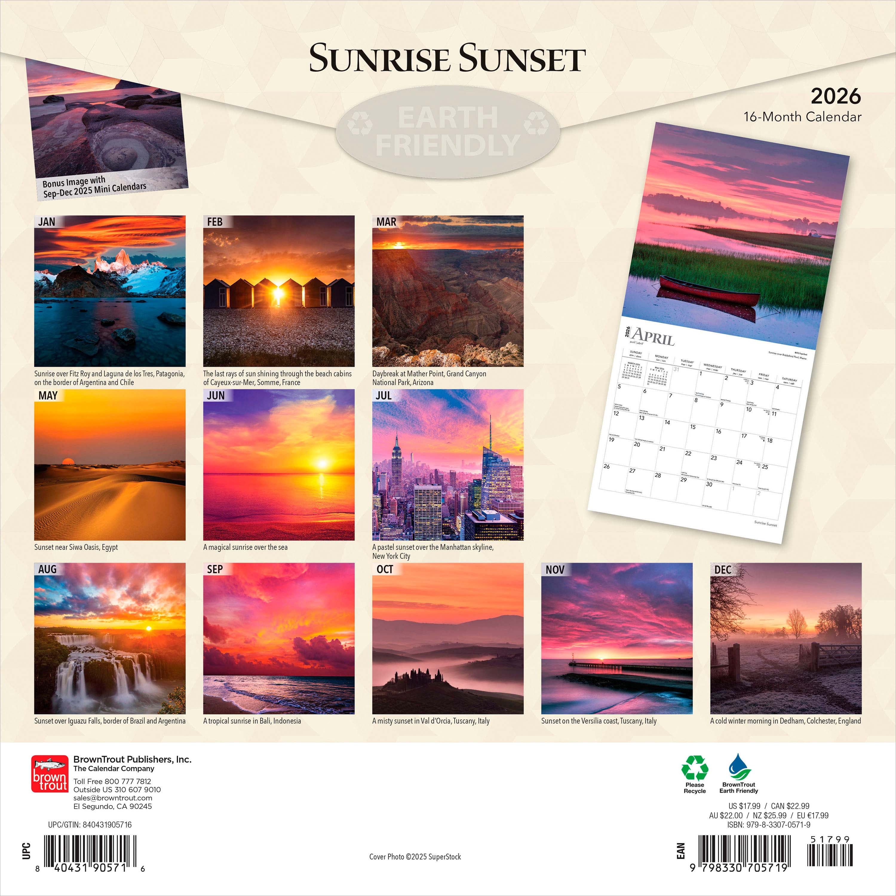 Lever de Soleil Coucher de Soleil 2026 Carré