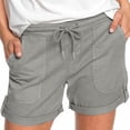 thumbnail image 1 of Plebaso 2025 Womens Drawstring Casual Shorts Elastic Waist Roll up Solid Color Summer Shorts with Pockets, 1 of 5