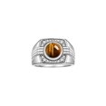 thumbnail image 1 of RYLOS Mens Rings 14K White Gold Designer Round Gemstone &  Sparkling Diamond Ring Tiger Eye November Birthstone Rings For Men, Men's Rings, Gold Rings Sizes 8 - 13, 1 of 7