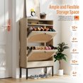 thumbnail image 3 of Toytexx Armoire à Chaussures avec Tiroirs Basculants en Rotin et Station de Charge, Rangement d'Entrée Style Ferme, 2 Niveaux, Chêne, 3 of 6