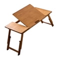 thumbnail image 1 of GROWTH TANK Foldable Table Laptop Lap Desk Rectangle Bamboo Portable Stand Adjustable Angle for Camping Balconies Computer Outdoor Picnic Brown Large, 1 of 9
