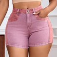 thumbnail image 4 of Styesk Shorts pour Femmes Mode Femmes Stretch Mode Patchwork Lavé Shorts en Denim Rehausseur de Hanches, 4 of 6