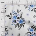 thumbnail image 2 of oneOone Popeline de Coton Bleu Moyen Tissu Floral Matière de Robe Tissu Imprimé Tissu au Mètre 56 Pouces Wide-WW, 2 of 4