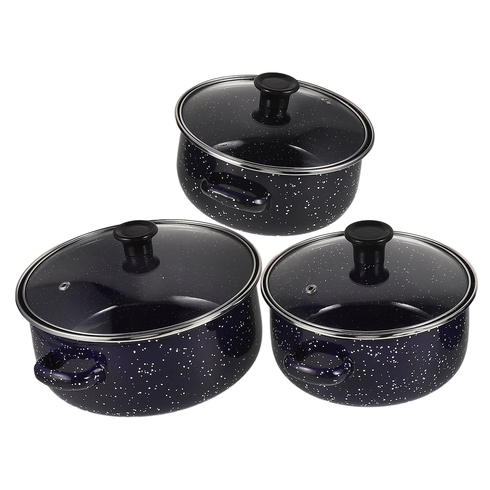 1 Ensemble de Casseroles en Émail Marmite avec Couvercle Fond Plat Casseroles