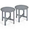 thumbnail image 1 of Gymax 2 PCS 18'' Patio Round Side End Coffee Table Wooden Slat Deck Grey, 1 of 10