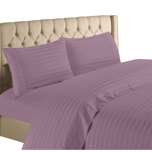 Home Collection 1200 Thread Count 100% Cotton Egyptian Quality Deep Pocket Stripe Sheet Set (California King, Lilac)