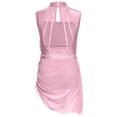 thumbnail image 4 of Oyolan Robe de Patinage Artistique Brillante pour Filles, Robe de Danse Lyrique, Justaucorps de Ballet à Jupe Froncée pour Compétition, Rose, 12, 4 of 4