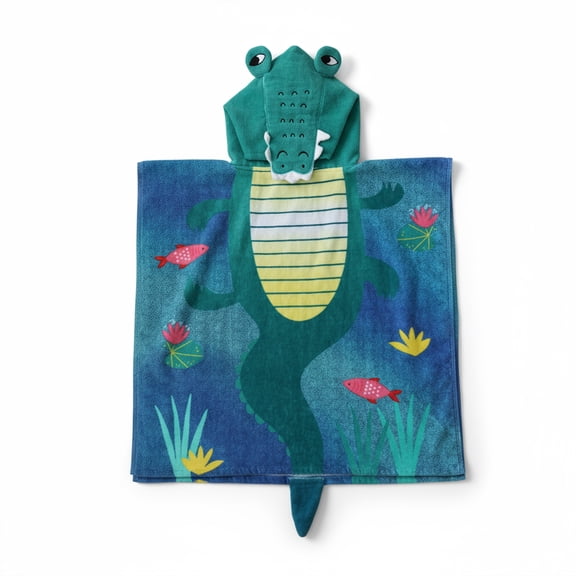 Mainstays Hooded Beach Towel, Alligator, 1 Piece, 24" x 48", 325 GSM